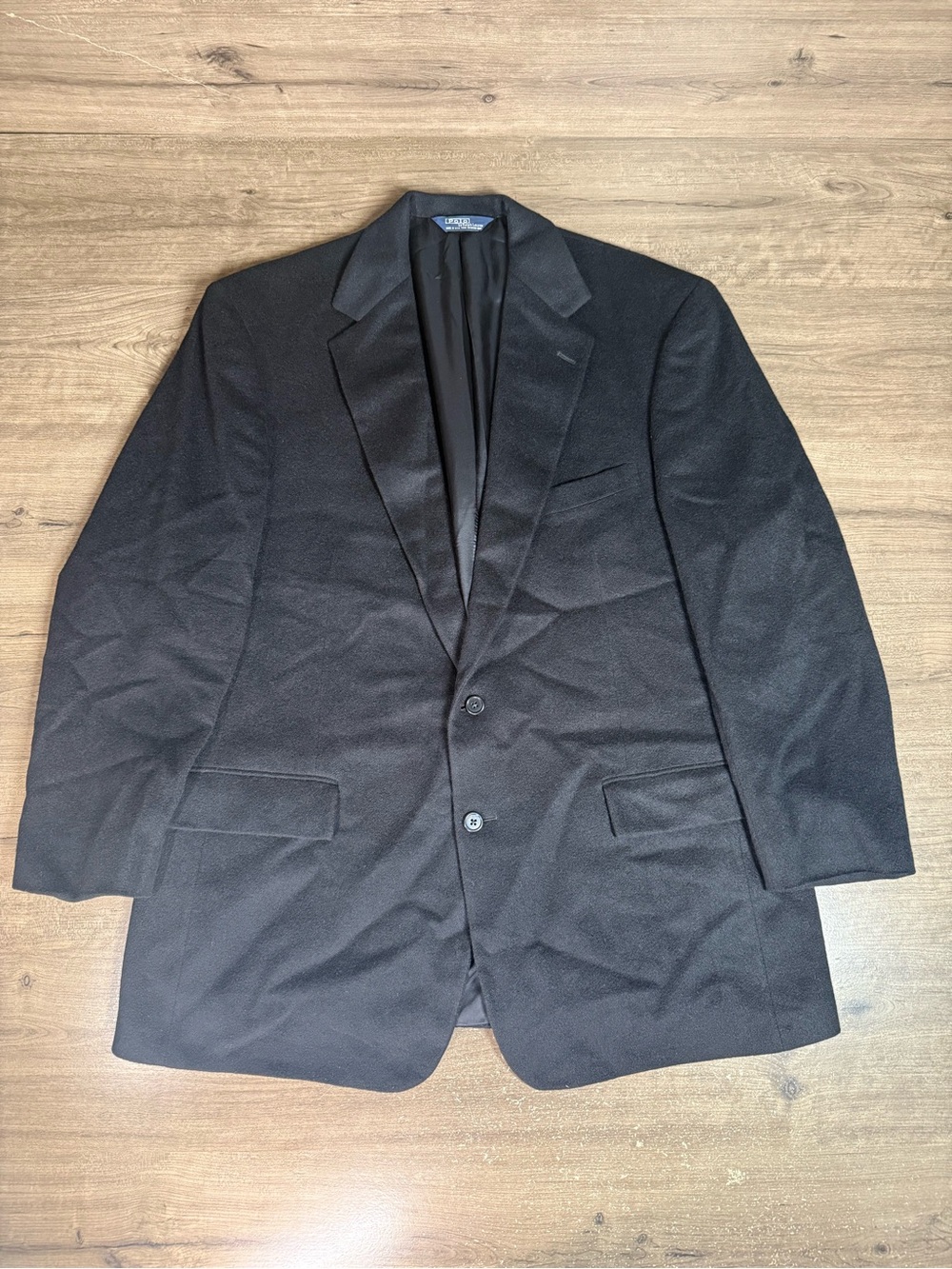Vintage Polo Ralph Lauren Blazer Mens 44 Black 100% Camel Hair USA Union Made